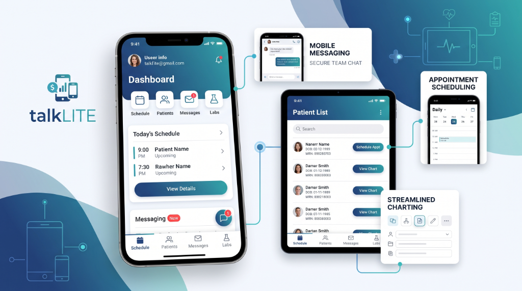 talkLITE Mobile App for Healthcare Providers Interface